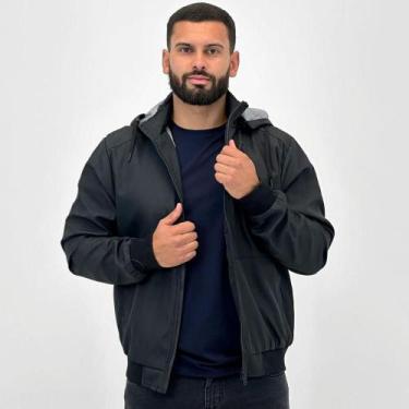 Imagem de Jaqueta Blue Bay Bomber de Nylon com Capuz Masculina, M, Preto