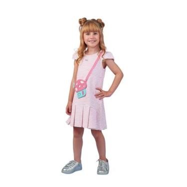 Imagem de Vestido Infantil Rosa com Listras e Bolsa 252073 Gabriela Aquarela, 03