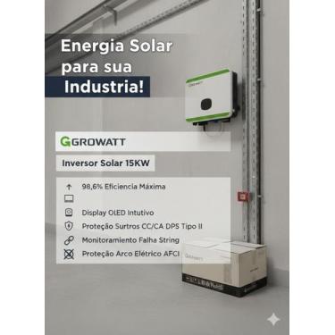 Imagem de Inversor Solar Growatt MOD 15KTL3-X2 15kW Trifásico - On-Grid, 380V, A