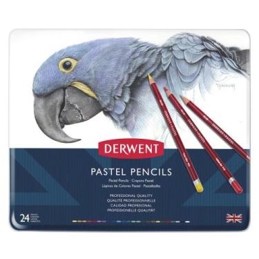Imagem de Estojo de Metal Derwent com 24 Lápis de Cor Pastel Pencils