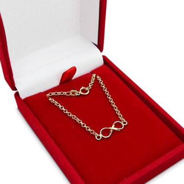 Imagem de Pulseira Portuguesa Em Ouro 18k Com Infinito Pingente Bracelete Elo Po