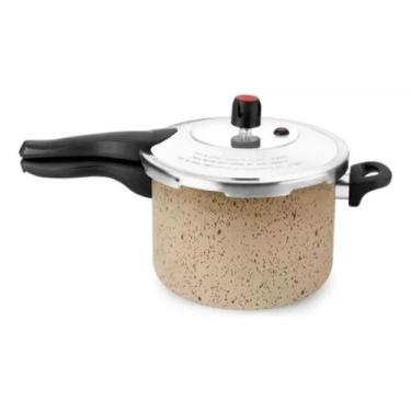 Imagem de Panela de pressão 4,5l antiaderente com fechamento externo - cor bege 