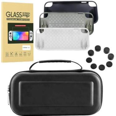 Imagem de Case Capa Switch + Película Vidro + 4 Grips + Capa Tpu Oled - Genérica