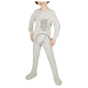 Imagem de Pijama Menino Dedeka Melange Gatinho Longo Bege Lua, Bege, 10