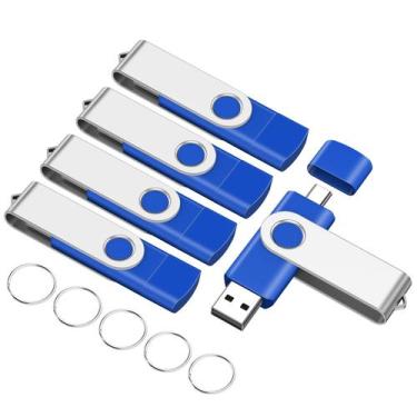 Imagem de Pen drives EASTBULL 8 GB USB 2.0 e Tipo C, kit com 5 unidades