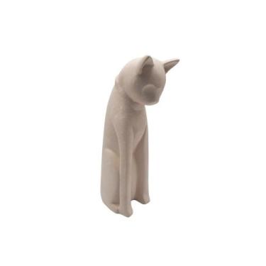 Imagem de Adorno Decorativo Escultura de Gato em Cerâmica 13X26X7.5CM - Mai Home