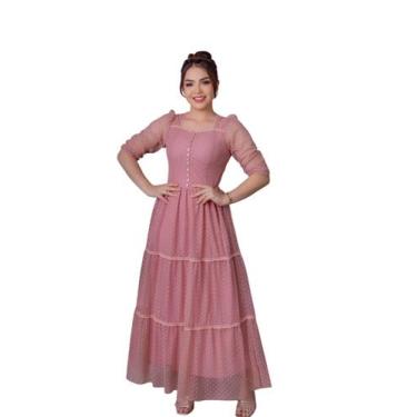 Imagem de Vestido Feminino Longo Moda Festa Em Tule Evangélico Barato - Zampa, R
