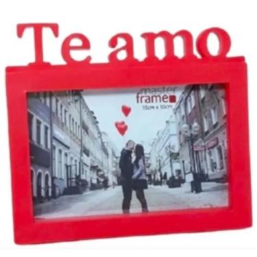 Imagem de Porta Retrato TE AMO 10x15 cm Vermelho para Presente de Dia dos Namora