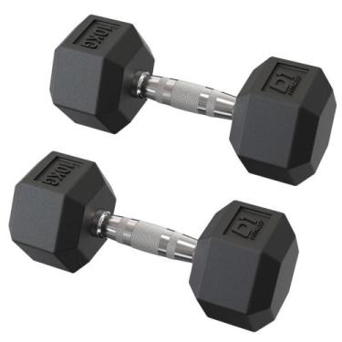 Imagem de Dumbbell Sextavado Emborrachado 10kg - D1FITNESS - Cromado