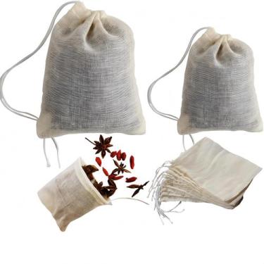 Imagem de Sacos de musselina de algodão dubalaba 50 peças reutilizáveis com cord