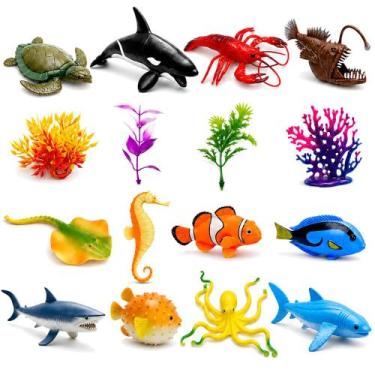 Imagem de Kit Animais Marinhos Nemm Dory Tubarão Orca Tartaruga Polvo Peixes Lag