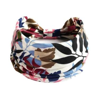 Imagem de Faixa De Cabelo Feminina Boho Com Estampa Floral, Larga, Antiderrapant