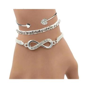 Imagem de Conjunto De Pulseiras Ajustáveis Femininas Vintage Com Coração Geométr
