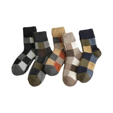 Imagem de Meias De Lã Térmicas Coloridas Para O Inverno Masculinas, 5 Pares, Mac