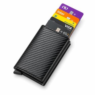 Imagem de Carteira Masculina Proteção RFID Com Cartão Cnh Magica Slim Automática