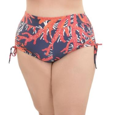 Imagem de Short Saída Praia Drapeado Lateral Ajustável Plus Size Arsiè, 52, Verm