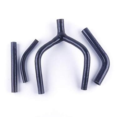 Imagem de LUXERAD Kit de mangueira de radiador de arrefecimento de desempenho de 3 camadas 4,5 mm Tubo de silicone para Yamaha YZ 125 1993 1994 1995 (preto)