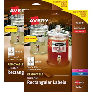 Imagem de AVERY Etiquetas Removíveis Para Impressoras A Laser E Jato De Tinta, 3,5" X 4,75", 32 Etiquetas Resistentes À Água (2 Pacotes, 64 Etiquetas No Total)