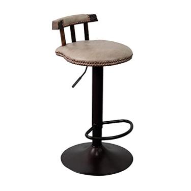 Imagem de Banco De Bar De Couro Redondo Vintage, Cadeira Giratória De Altura Ajustável, Cadeira Estofada Americana Vintage Country, Ilha De Cozinha, Café, Bistrô, Cadeira De Restaurante De Café Da Manhã