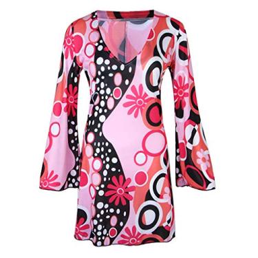 Imagem de Generic Fantasia retrô hippie com flores estilo flare, faixa de cabeça, anos 60, 70, dançarina de discoteca, conforme descrito, X-Large