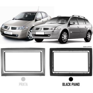 Imagem de Moldura De Painel 2 Din Renault Megane e Megane Grand Tour 2007 2008 2009 2010 2011 2012 Para Cd Dvd 2 Dins - PRATA ou BLACK PIANO