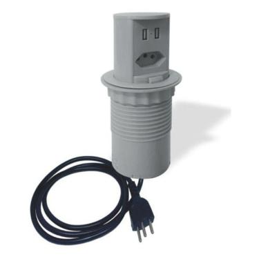Imagem de Torre Totem Manual 1 Tomada 20a 2 Usb - Cinza