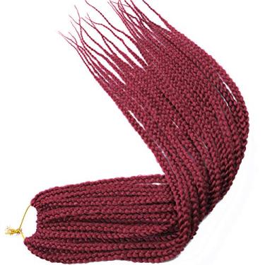 Imagem de Mayloss 6 Pacotes/lote (14/18/24/30) polegada 1 cm 20 Fios/pacote 3X Caixa Fina Trança Crochet Extensionin de Cabelo Diâmetro 3X Trança Sintética Extensões de Cabelo Crochet Tranças Cor de Cabelo (14 polegad, Bug)