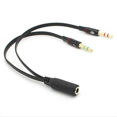 Imagem de chenyang Fone de ouvido para computador, divisor em Y, 3,5 mm, fêmea, 1 a 2 machos, microfone de áudio, divisor em Y, adaptador de cabo dois em um