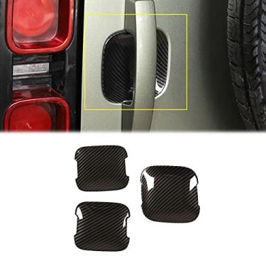 Imagem de FINMOKAL Apto Para 2020-2022 Land Rover Defender 90 Maçaneta Da Porta Externa Tampa Da Guarnição Fibra De Carbono Preto, Fibra De Carbono