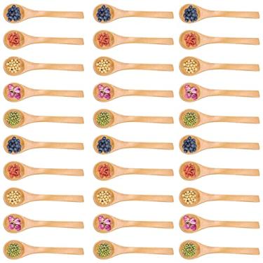 Imagem de Colher de madeira para crian?as,30 pe?as Mini pequenas colheres de madeira para crian?as Mel Caf¨¦ A?¨²car Colher de Ch¨¢ de Cozinha Cozimento de Condimento Colher para Cozinha Tempero ¨®leo Caf¨¦ Ch,