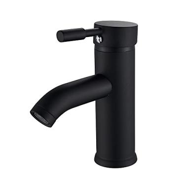 Imagem de Torneiras da bacia do banheiro Misturador frio/quente torneira da pia da bacia de água dourada preta torneira da cozinha vaso do banheiro torneira da pia de um furo, preto fosco curto A, China