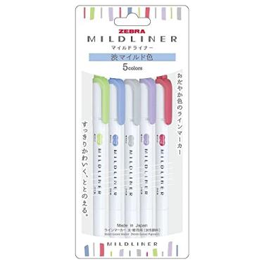 Imagem de Zebra Mildliner WKT7-5C-NC-N Adstringente Cor Suave À Base de Água, Conjunto de 5 Cores
