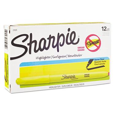 Imagem de Sharpie Marca-texto de bolso, ponta cinzel, amarelo fluorescente, dúzia (San27025)