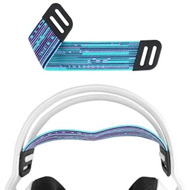 Imagem de Geekria Faixa de cabeça de tecido de malha compatível com Logitech G733, G335, G535 para fones de ouvido, peça de reparo (roxo/verde menta)