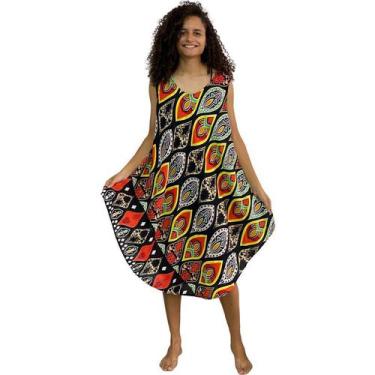 Imagem de Vestido Feminina  Indiano Curto Trapézio  Moda Plus Size - Deeyaa