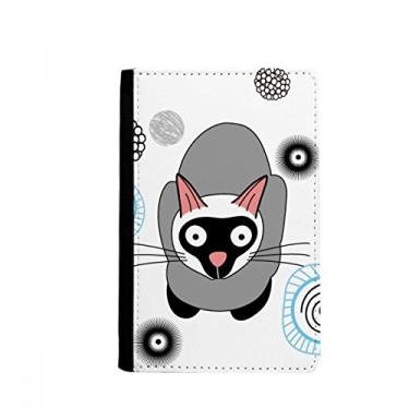 Imagem de Porta-passaporte Siamese gatinho cinza gato animal porta-passaporte Notecase Burse capa carteira porta-cartão, Multicolor