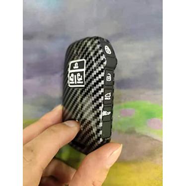 Imagem de SELIYA Capa de chave remota de carro ABS de fibra de carbono, apto para Kia Sportage Ceed Sorento Cerato Forte 2017 2018 2019 2020, 7 botões preto carbono