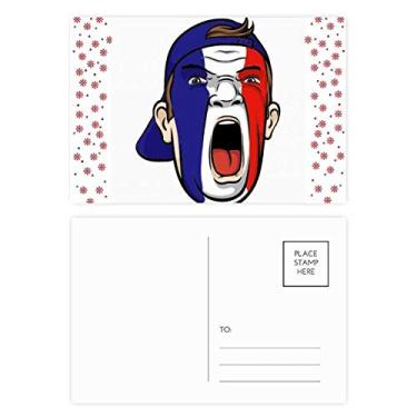 Imagem de Bandeira da França Maquiagem Facial Cabeça Gritando Boné Natal Flor Celebração Cartão Postal Bênção Cartão Postal
