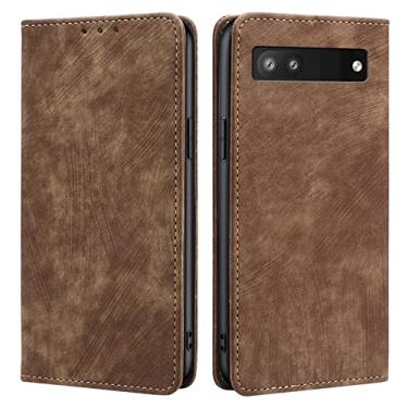 Imagem de YINGDAFENG Capa para Google Pixel 7Pro/7, capa carteira de couro PU vintage com compartimentos para cartões com bloqueio de RFID, suporte, capa flip com fecho magnético, à prova de choque, capa interna de TPU, marrom, 16 cm