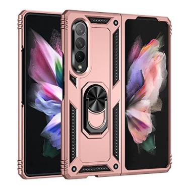 Imagem de Para Samsung Galaxy Z Fold3 5G ZFold3 Case Armor Magnetic Car Holder Stand Ring Phone Case Para Samsung Z fold 3 Zfold Back Cover, ouro rosa, para Galaxy Z Fold3 5G