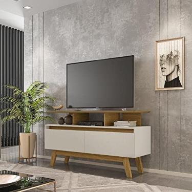 Imagem de Rack para Tv até 50 Polegadas 2 Portas 2 Prateleiras Pés em Madeira Maciça Rubi Móveis Bechara