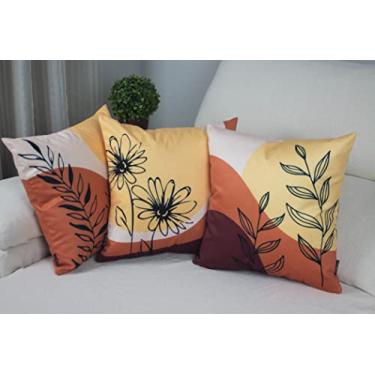 Imagem de Kit 3 Capas de Almofada Floral Suede Ziper Invisível 45x45cm (Margarida - 45 x 45cm)