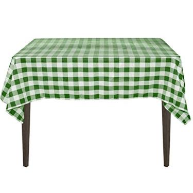 Imagem de LinenTablecloth Toalha de mesa quadrada de poliéster 137 cm, verde e branco