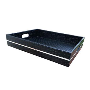 Imagem de Bandeja Decoração,41x30x6,madeira revestida,mesa e servir