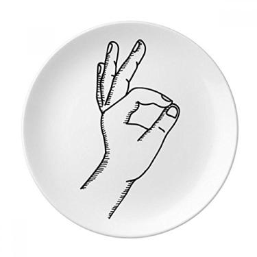 Imagem de OK Gesture Line Placa de Desenho Decorativa de Porcelana Salver Prato de Jantar