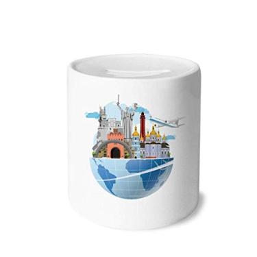 Imagem de DIYthinker Landmark Travel Journey Ukraine Avião Dinheiro Caixa Cerâmica Porta-Moedas Presente Cofrinho