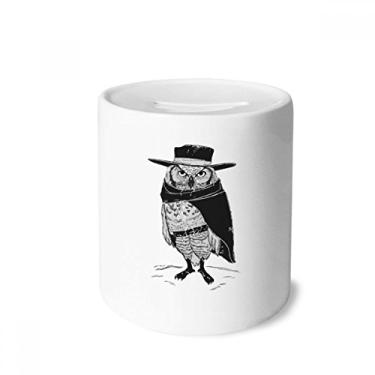 Imagem de DIYthinker Porta-moedas de cerâmica com estampa de pássaro de coruja, presente de cofrinho