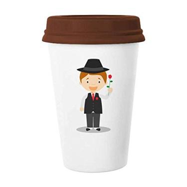 Imagem de Black Suit Argentina Caneca de desenho animado Caneca de café Copo de cerâmica