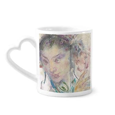 Imagem de Caneca de cerâmica chinesa para pintura a óleo XJJ, copo de coração de vidro