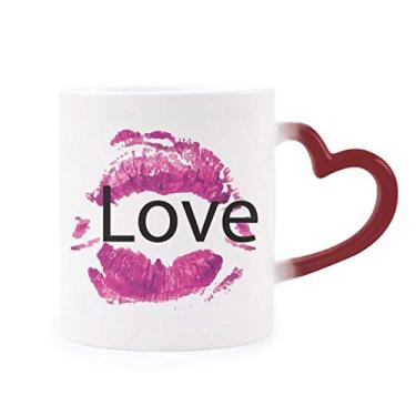 Imagem de Caneca sensível ao calor Dia dos Namorados Love Pink Lip Love Red Color Changing Grés Cup